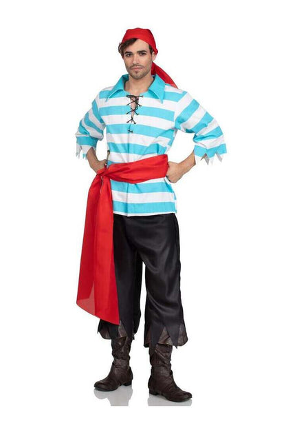 Leg Avenue Men's 4 PC Pillaging Pirate Costume in Blue/White 6