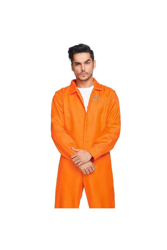 Leg Avenue Men's Orange State Prison Jumpsuit Costume Orange in One Size 