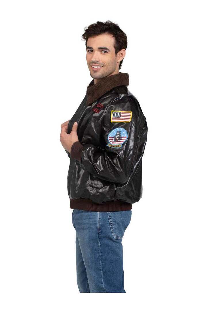 Leg Avenue Men's Top Gun Bomber Jacket in Brown 3