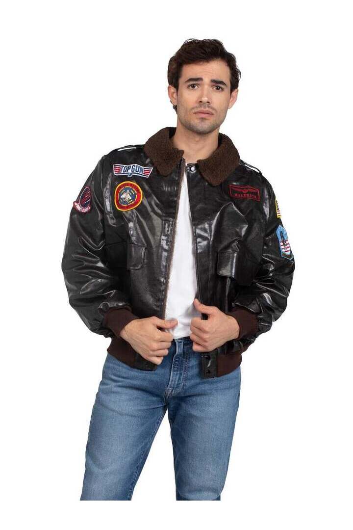 Leg Avenue Men's Top Gun Bomber Jacket in Brown 4