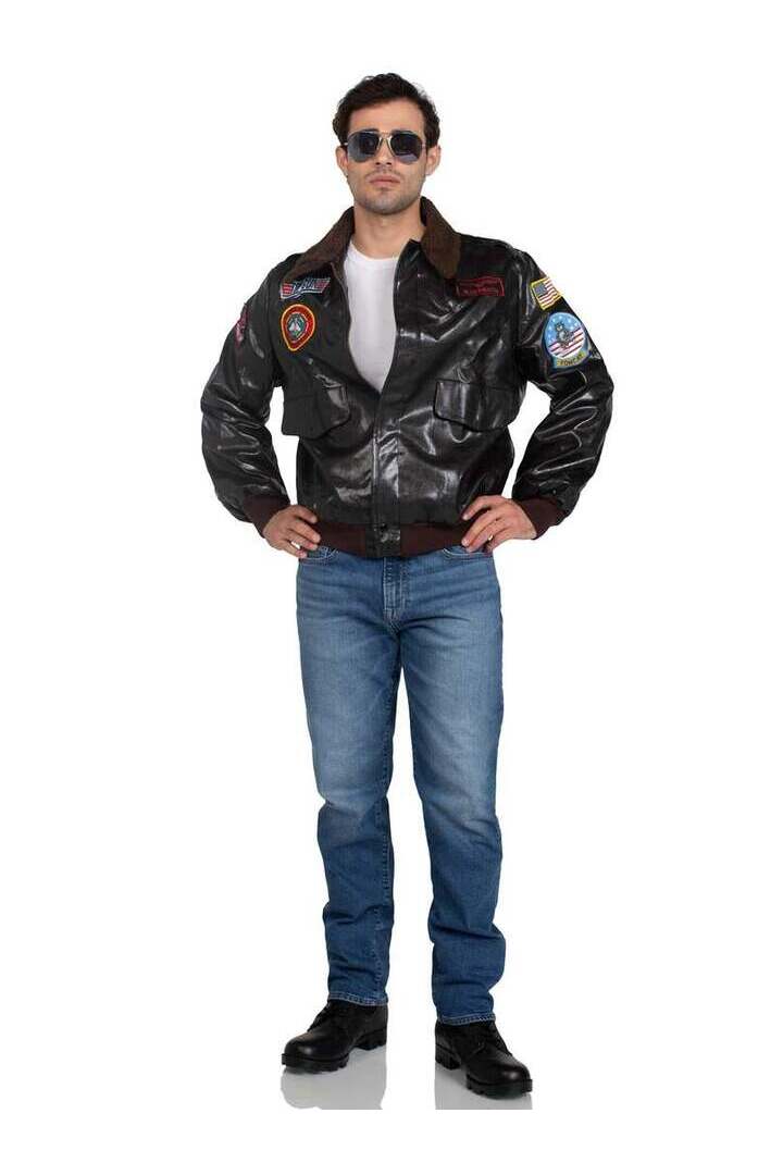 Leg Avenue Men's Top Gun Bomber Jacket in Brown 5