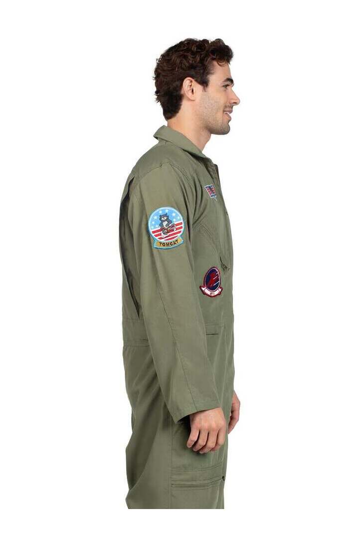 Leg Avenue Men's Top Gun Costume Flight Suit in Green 2