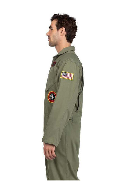 Leg Avenue Men's Top Gun Costume Flight Suit in Green 3