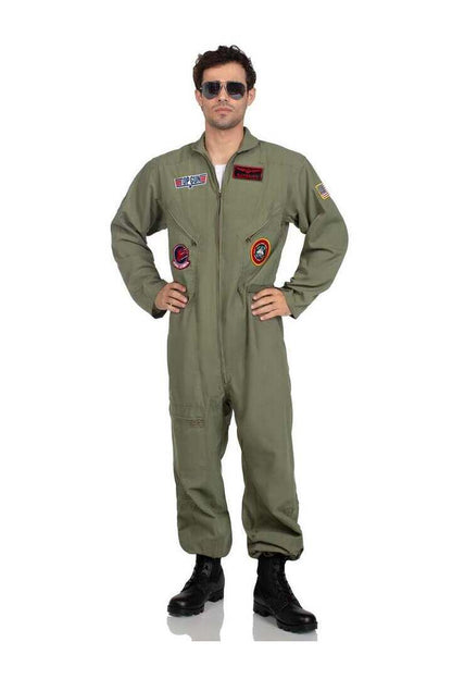 Leg Avenue Men's Top Gun Costume Flight Suit in Green 4
