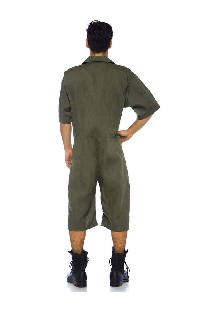 Leg Avenue Men's Top Gun Costume Short Flight Suit in Green 5