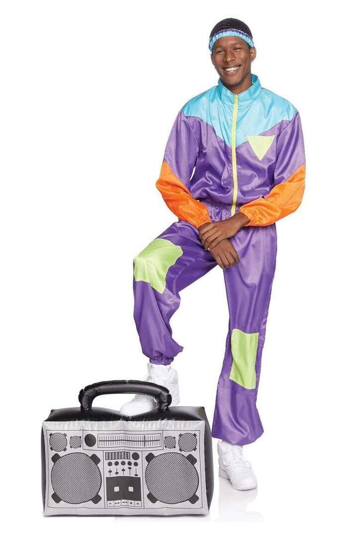 Leg Avenue Men's Track Suit 80s Costume in Purple 3