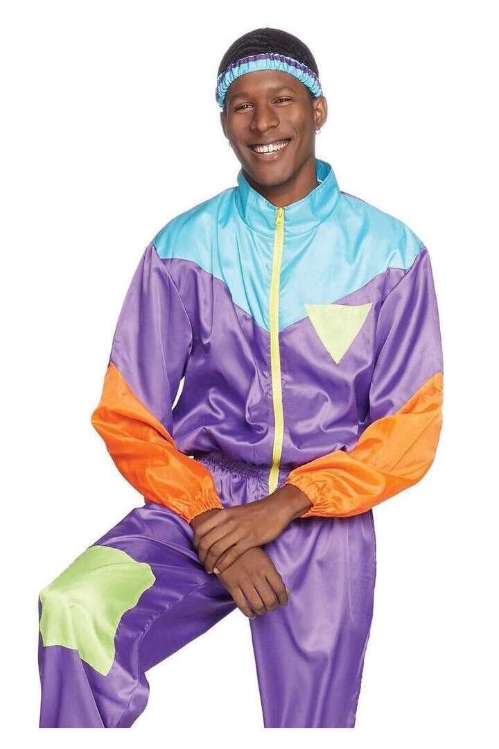 Leg Avenue Men's Track Suit 80s Costume in Purple 