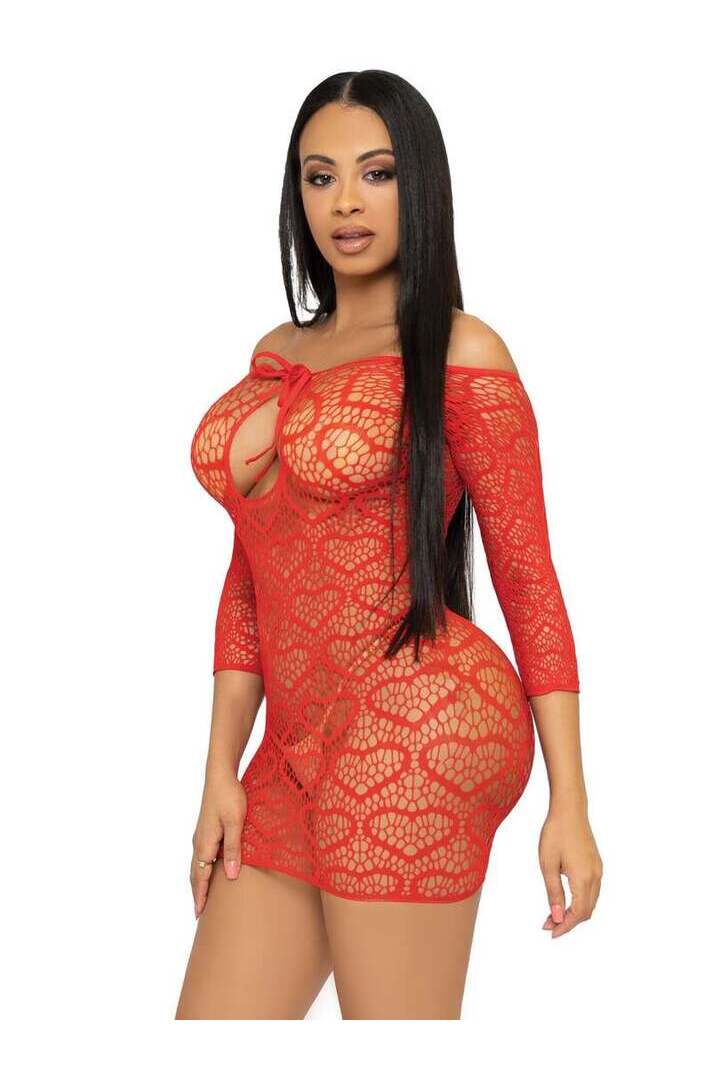 Leg Avenue Modern Love Heart Net Dress in One Size 12