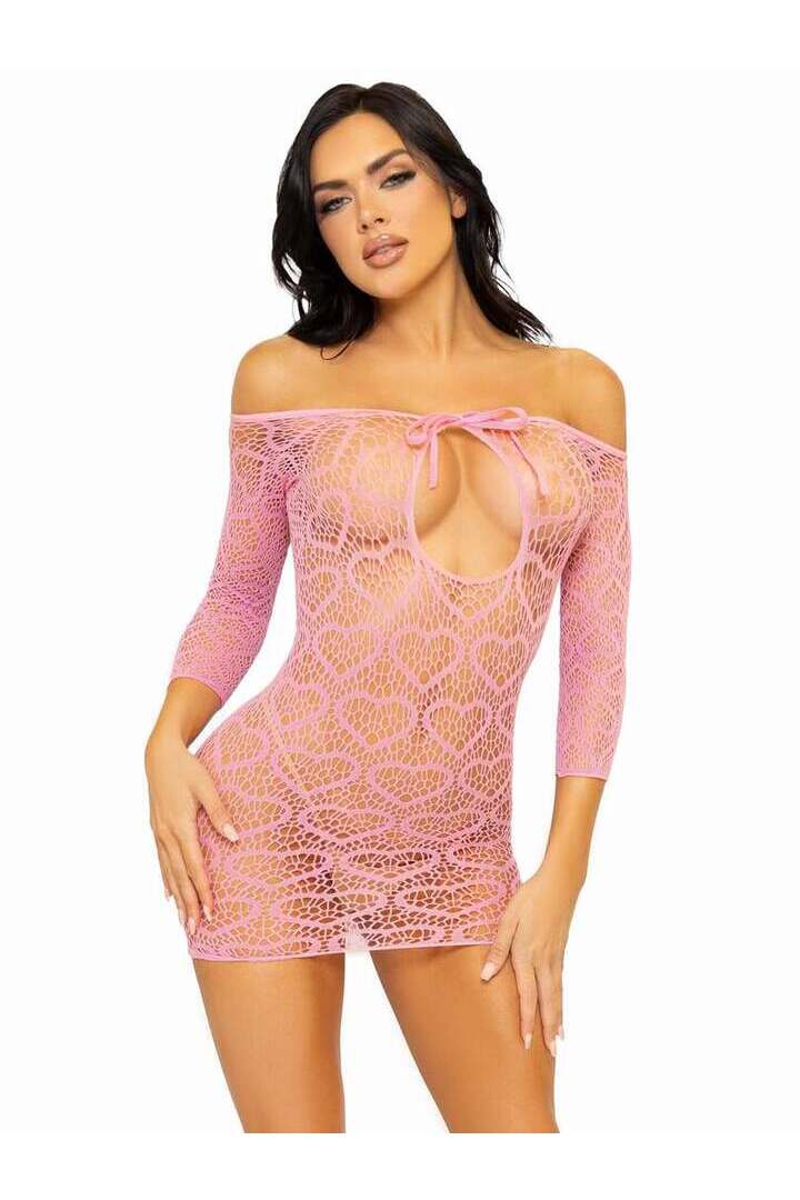 Leg Avenue Modern Love Heart Net Dress in One Size 5