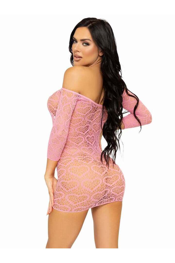 Leg Avenue Modern Love Heart Net Dress in One Size 6