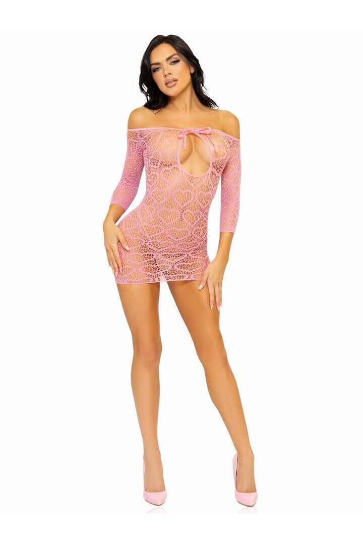 Leg Avenue Modern Love Heart Net Dress in One Size 8