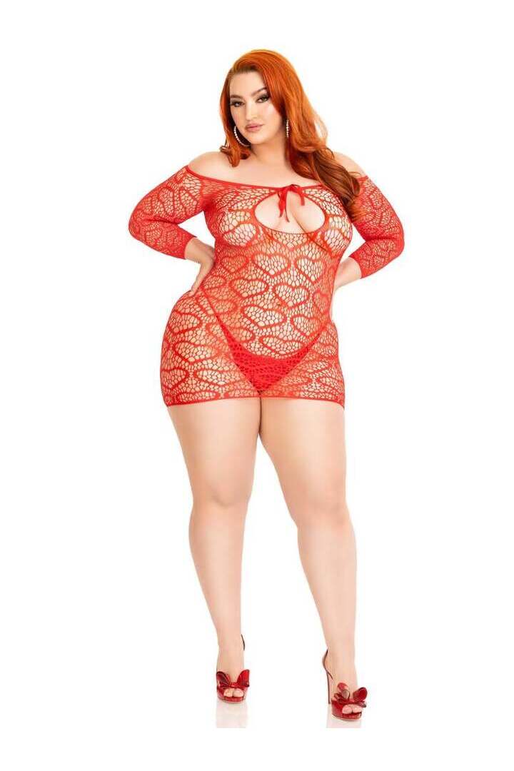 Leg Avenue Modern Love Plus Heart Net Dress in 1X/2X 8