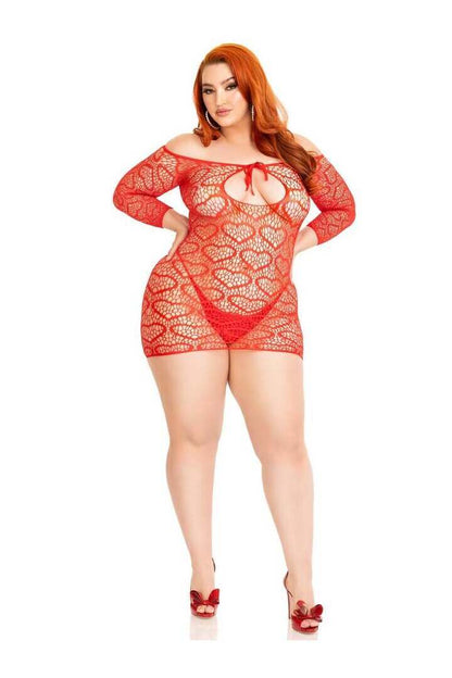 Leg Avenue Modern Love Plus Heart Net Dress in 1X/2X 8
