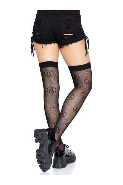 Leg Avenue Moody Fishnet Thigh Highs Black in One Size 