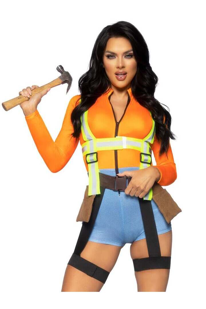 Leg Avenue Nailed It Construction Worker Costume in Orange 3