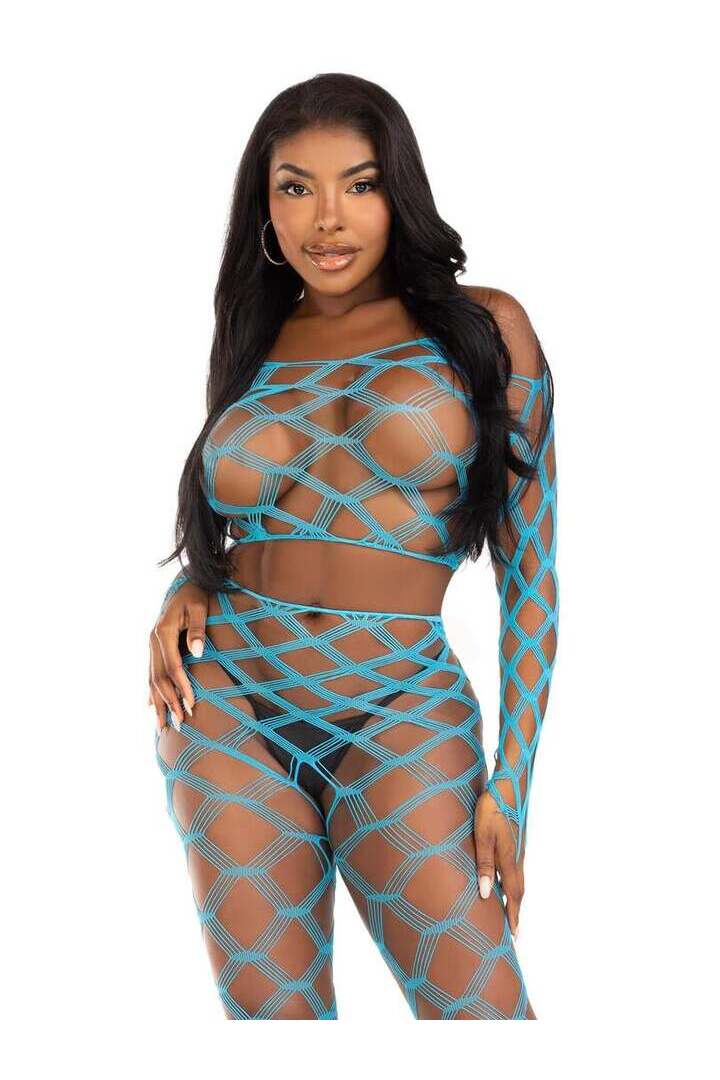 Leg Avenue Never Say Never Crop Top and Tights Set in One Size 11