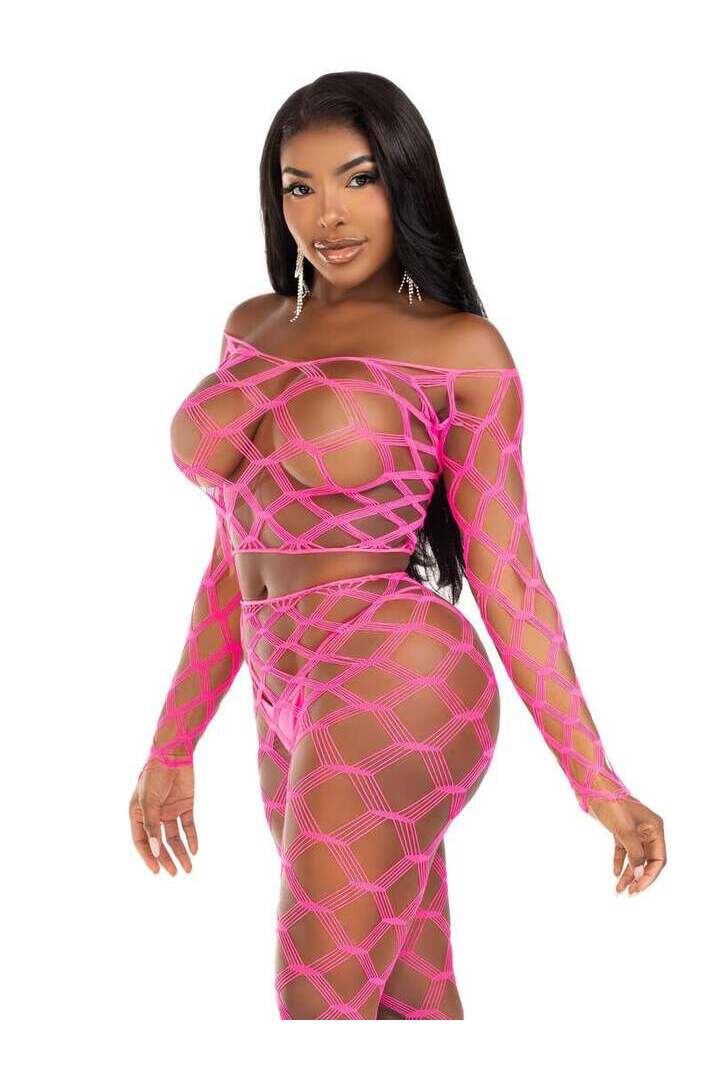 Leg Avenue Never Say Never Crop Top and Tights Set in One Size 3