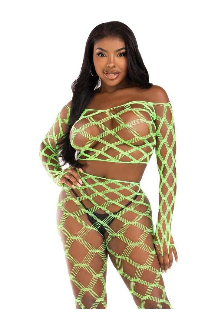 Leg Avenue Never Say Never Crop Top and Tights Set in One Size 6