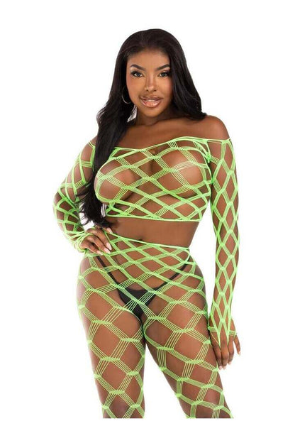 Leg Avenue Never Say Never Crop Top and Tights Set in One Size 6