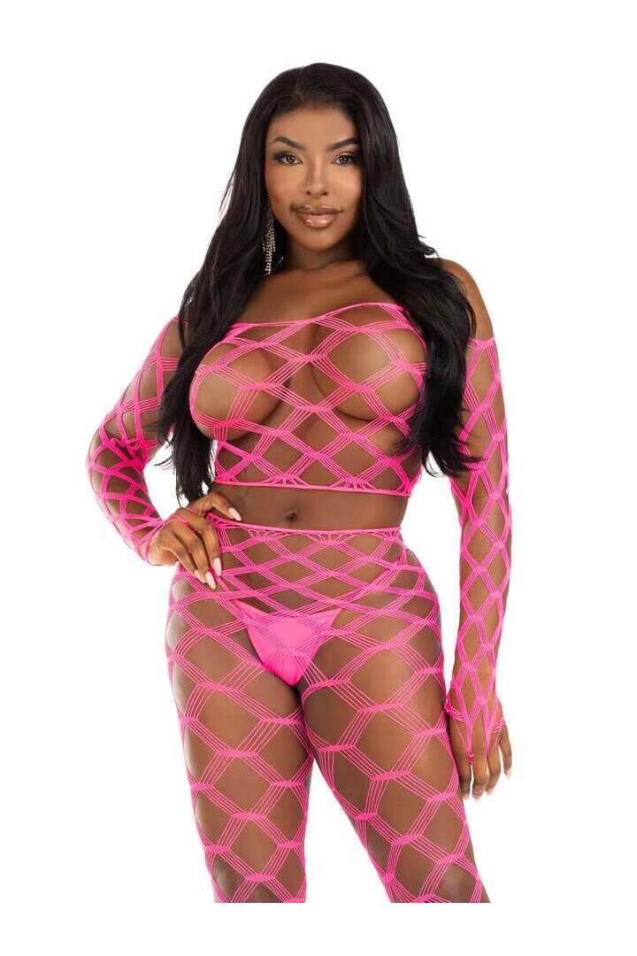 Leg Avenue Never Say Never Crop Top and Tights Set in One Size 