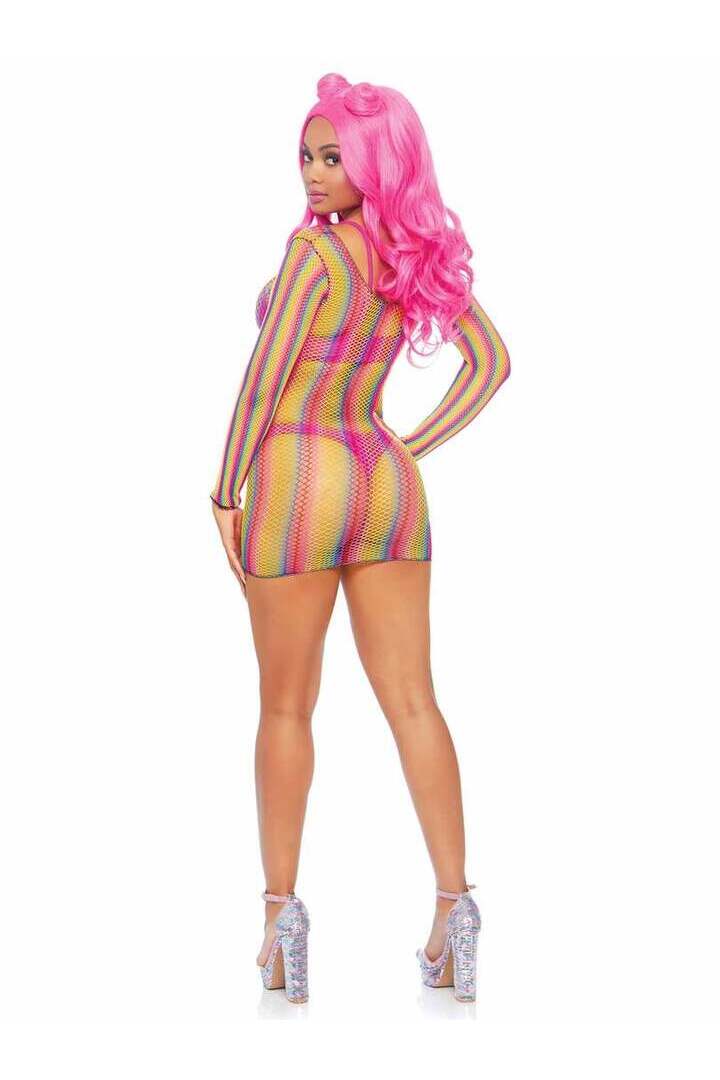 Leg Avenue Not Sorry Rainbow Net Dress Multicolor in One Size 4