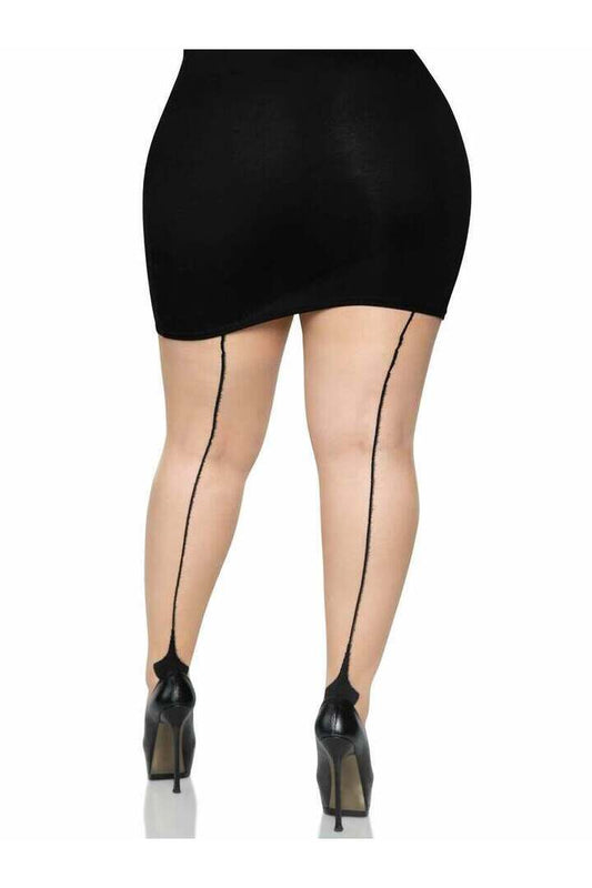 Leg Avenue Nyx Plus Cuban Heel Pantyhose in 1X/2X 