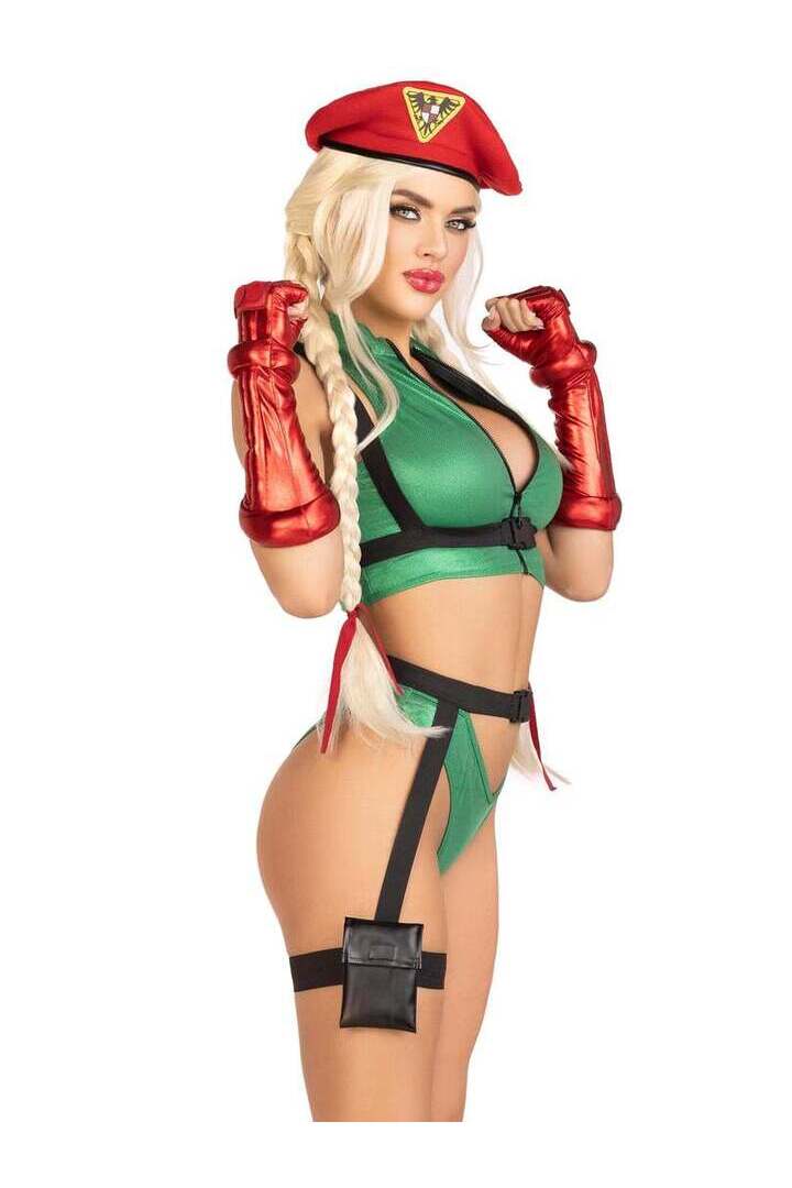 Leg Avenue Official Street Fighter Cammy Costume in Green/Red 2
