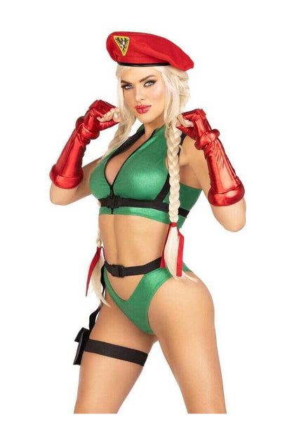 Leg Avenue Official Street Fighter Cammy Costume in Green/Red 3