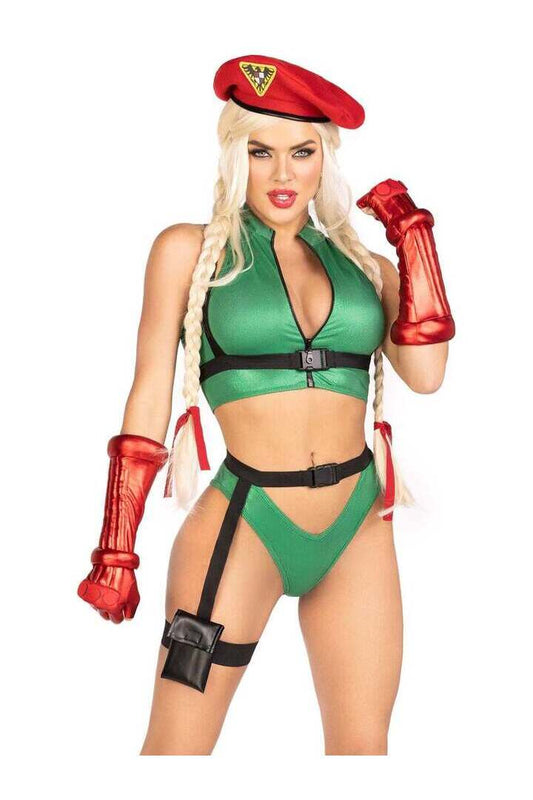 Leg Avenue Official Street Fighter Cammy Costume in Green/Red 