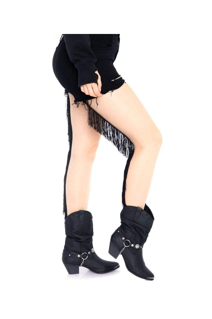 Leg Avenue Olwyn Pantyhose with Fringe Backseam Nude/Black  3