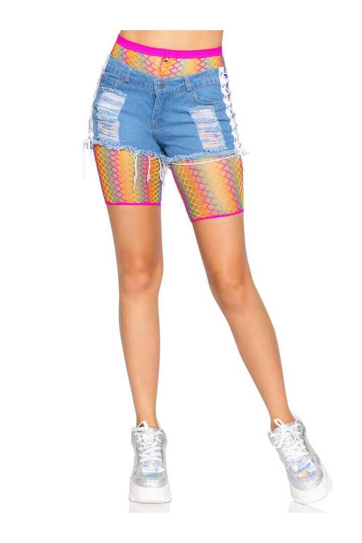 Leg Avenue Ombre Rainbow Biker Shorts Rainbow in One Size 3
