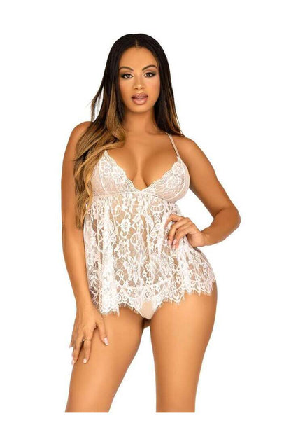 Leg Avenue On My Mind Lace Babydoll Set 