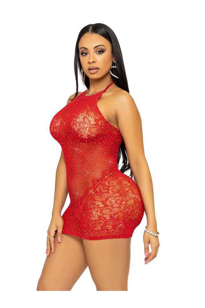 Leg Avenue One In A Million Rhinestone Lace Dress in One Size 10