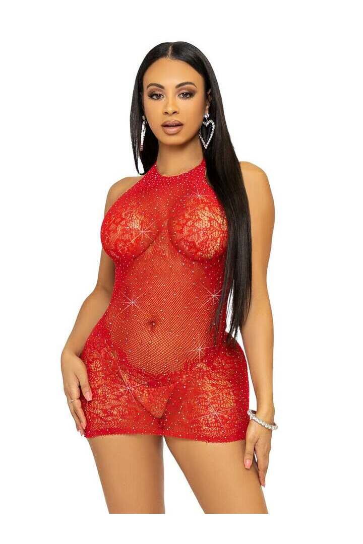 Leg Avenue One In A Million Rhinestone Lace Dress in One Size 8