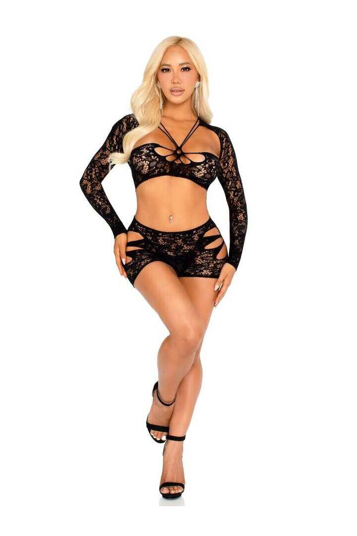 Leg Avenue Only Tonight Bra and Panty Set Black in One Size 5