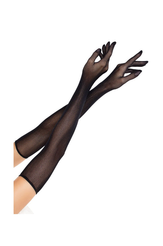 Leg Avenue Opera Length Fishnet Gloves Black in One Size  1
