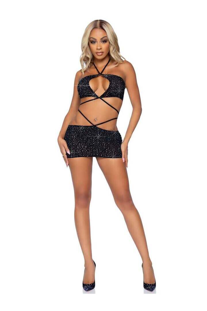 Leg Avenue Passion Play Bandeau & Skirt Set in Black 2