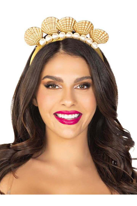 Leg Avenue Pearl Shell Mermaid Crown Headband Gold in One Size 