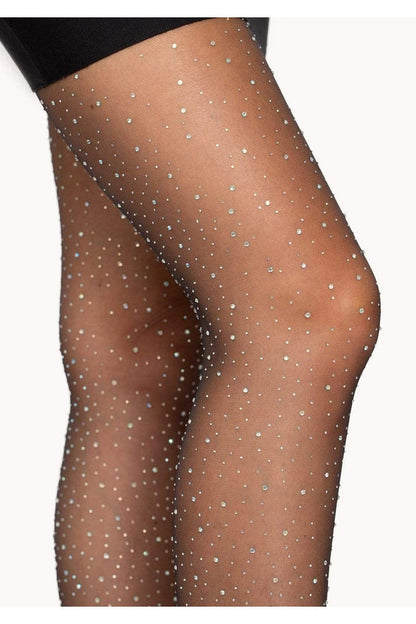 Leg Avenue Petra Sheer Rhinestone Pantyhose in One Size  2