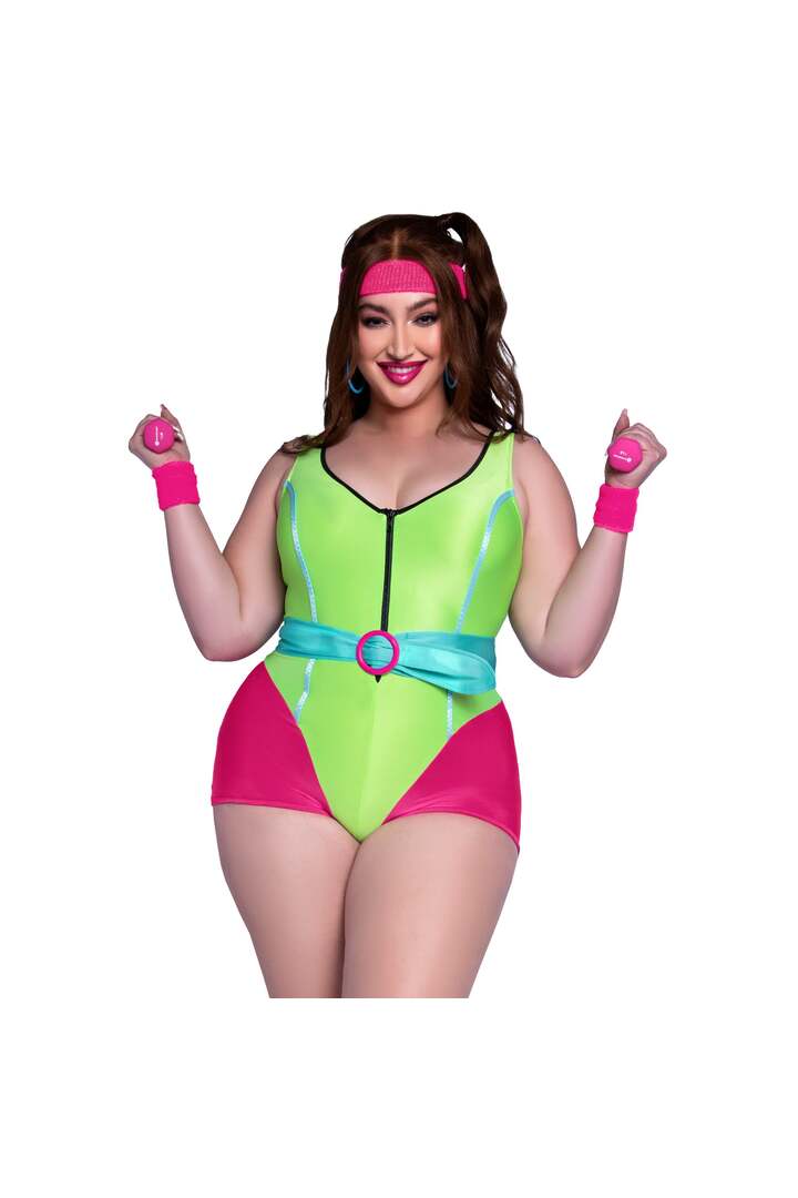 Leg Avenue Plus 80s Workout Hottie Costume Neon Green 3