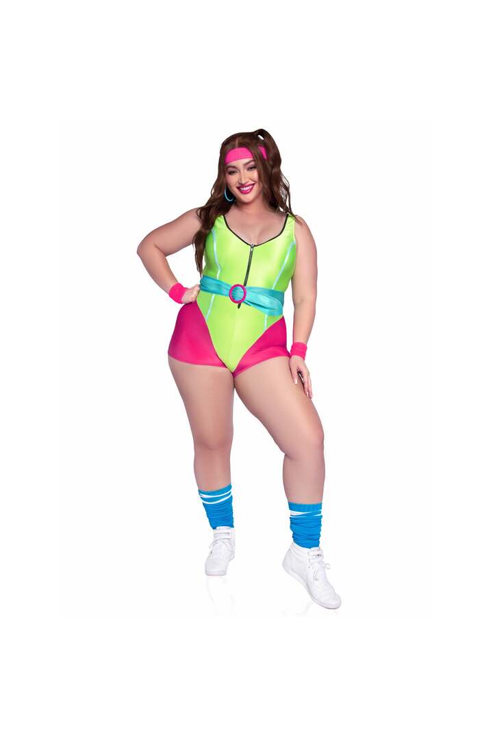 Leg Avenue Plus 80s Workout Hottie Costume Neon Green 4