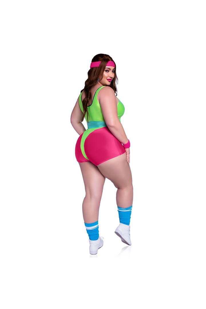 Leg Avenue Plus 80s Workout Hottie Costume Neon Green 5