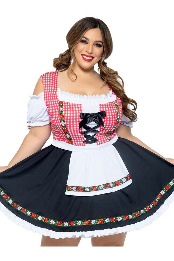 Leg Avenue Plus Beer Garden Babe Oktoberfest Costume in Red/Black 2