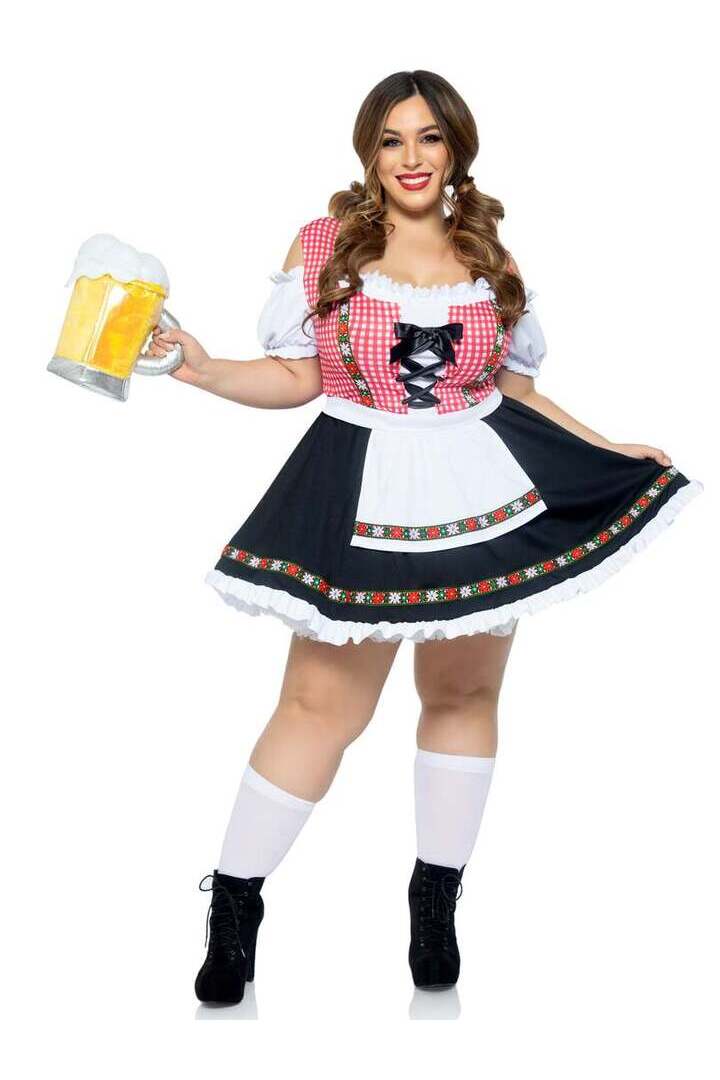 Leg Avenue Plus Beer Garden Babe Oktoberfest Costume in Red/Black 4