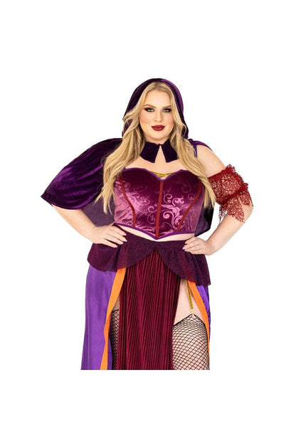 Leg Avenue Plus Black Magic Babe Costume Purple 