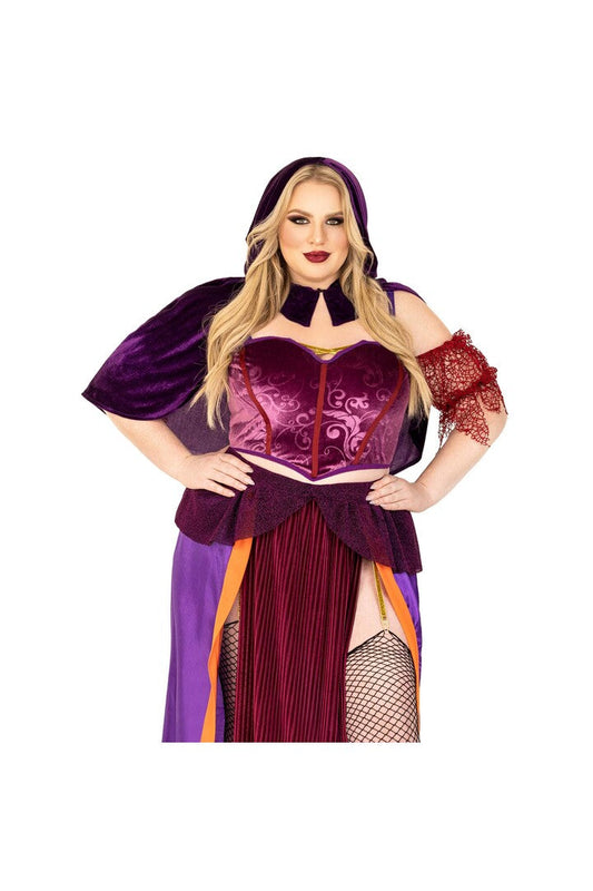 Leg Avenue Plus Black Magic Babe Costume Purple 