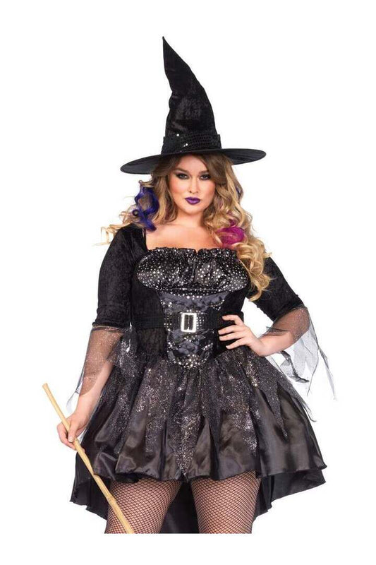 Leg Avenue Plus Black Magic Witch Costume in Black 