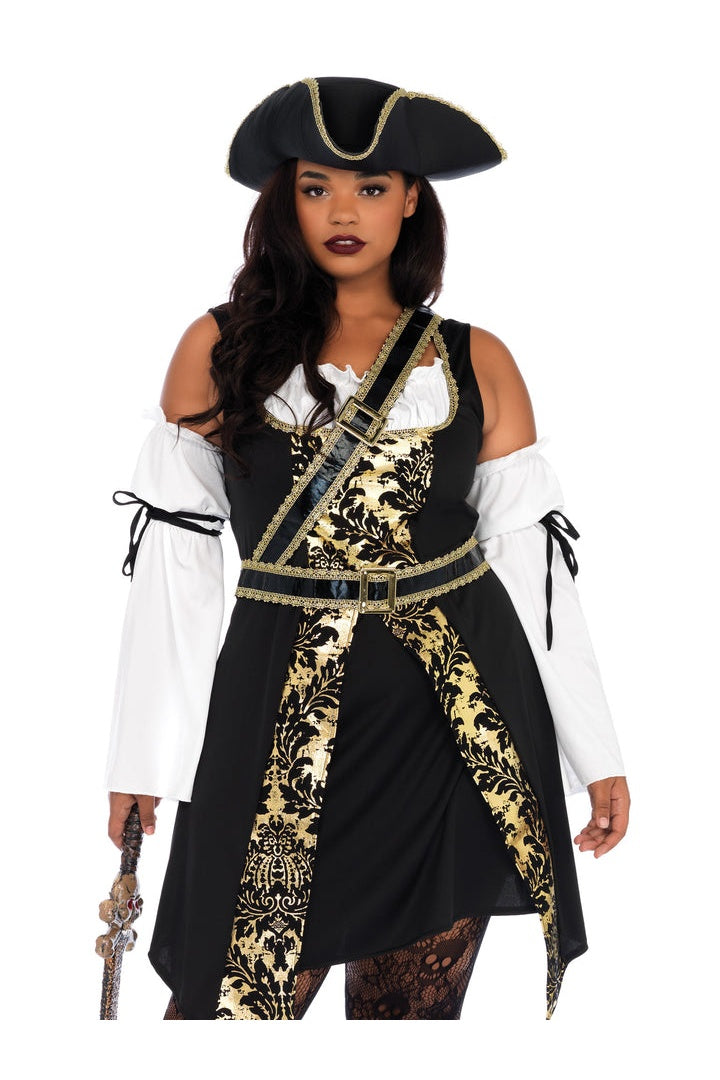 Leg Avenue Plus Black Sea Buccaneer Costume Black/Gold  5