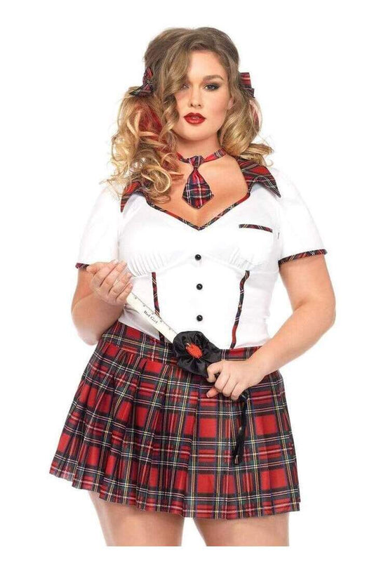 Leg Avenue Plus Boarding School Flirt Costume in Red/White 
