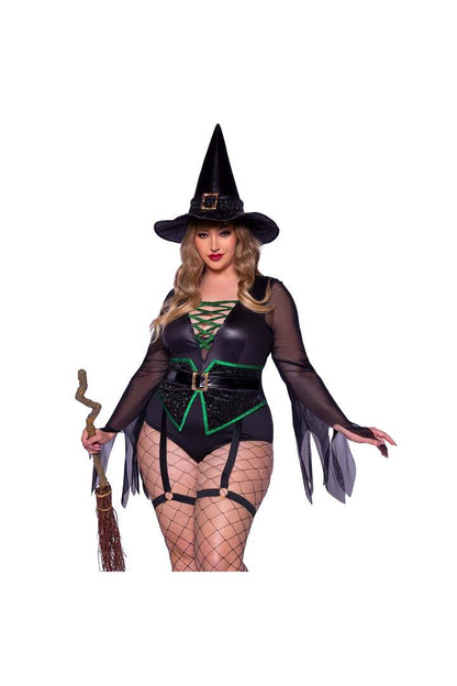 Leg Avenue Plus Broomstick Babe Witch Costume Black 